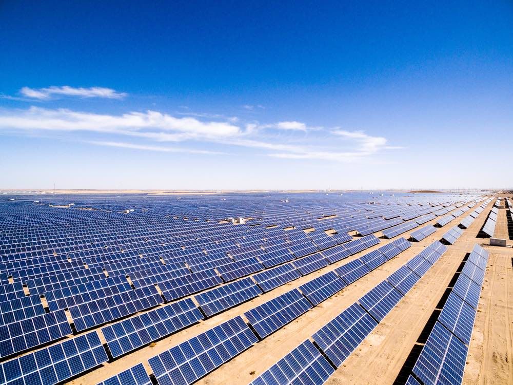 Solar farm aerial view